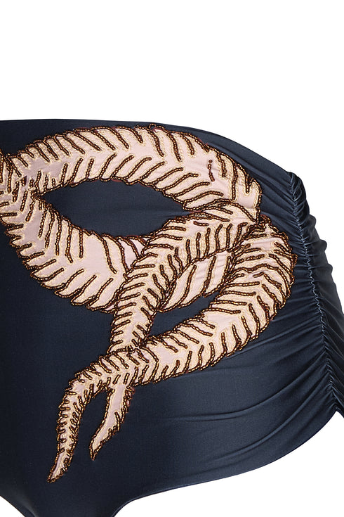 Victoria Vintage Bottom Embroidered / Blue Leaf